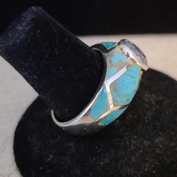 925 silver with turquois inlay size 7 - Picture 3 of 7